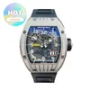 Automatisk RM -handledsklocka Mens Watch RM029 WG Hollow Dial 18k White Gold Original Diamond Automatisk mekanisk manlig klocka