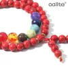 Strand OAIITE 6mm Natural Red Turquoise Multi-layer Bracelet 7 Chakras Yoga Meditation Energy Stone For Men Women