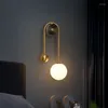 Wandleuchte Nordic Nachttisch Glaskugel LED-Licht Schlafzimmer Wohnzimmer Treppe Gang Moderne Messing Dekor TV Hintergrundlampen