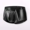 Men's Shorts Men Breathable Panties Double Zipper Underwear Sexy Mid-rise With Bulge Pouch Smooth Matte Slim Fit For A