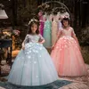Robes de fille robe à fleurs dentelle florale appliques enfants robes de fête de mariage enfants vêtements princesse première Communion