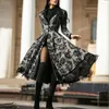 Robes décontractées Robe de soirée chic unique imprimé floral revers cosplay mince costume médiéval gothique