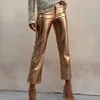 Pantalon féminin Faux en cuir Femmes Slim élégant Slim Fit avec des poches de fermeture à fermeture éclair pour les fêtes de club