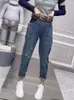 Женские джинсы Y2k, большие размеры, рваные летние тонкие модели 2024, брюки Harun Fat Mm Nine Points Dad S-4XL, 40-100 кг