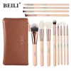 BEILI Pink 12pcs Rose Golden Natural Goat Hair Premium Foundation Eye shadow Blush Powder Highlighter Concealer Makeup Brush Set 240314