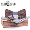 Cravatta classica classica grigia per uomo con fiocco in legno da sposa Set regalo Gemelli Hanky Designer Cravatte in seta di moda 240315
