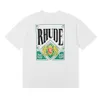 Men's T-shirt 2023ss High Street Fashion Rhude Green Card Printing 230g Double Yarn Pure Cotton Casual Short Sleeve T-shirt for Men and Women