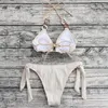 Damen-Bademode, sexy Badeanzüge mit tiefem V-Ausschnitt, verstellbare Träger, hoher Schnitt, zweiteilige Badeanzüge für Damen, Neckholder-Bikini-Sets mit gebundenem Seil