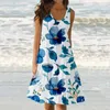 Casual Dresses Women Summer Dress Round Neck Sleeveless Tank Beach Swing Fashion Loose Midi