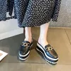 Slippers Fashion Leather Women Platform Summer Chain Slip On Heels Mules Female Casual Wedge Pumps Shallow Designer Sandals