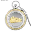 Pocket Watches Luxury Pocket Golden Steam Train/Fly Design Snake Type Chain Pocket Gift Men Classic Style Roman Siffer Dial L240322