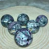 Figurine decorative Cristalli Natura Sfalerite viola con Druzy Geode Fluorite Sfera Decorazioni per la scrivania di casa Stanza di guarigione dell'energia minerale