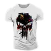 2024 New Mens T-Shirt 3D Skull Print Street مستقيم مستقيم رقبة