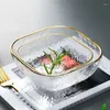 Bowls Glass Mixing Salad Bowl Hammer Pattern Square Serving For Kitchen Prep Transparent Soup Fruit Pasta Container