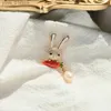 Pins Brooches GLSEEVO Cute Rabbit Inlaid Charm Zircon Brooch Natural Freshwater Pearl Decorated Red Radish Brooch Small And Charming GO0526 L240323