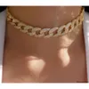 ヒップホップゴールドキューバンリンク、クリスタルダイヤモンドチェーンの女性の宝石用のネックレス