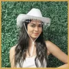 Festa Homens Senhora Festival Noiva Cowgirl Chapéus Chapéu de Cowboy Strass Cap West Fancy Dress 240311