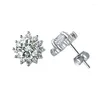 Stud Earrings Custom Solid 14K White Gold Women 0.5 1 2 3 Carat Round Moissanite Diamond Wedding Engagement Party SunFlower