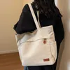 Sacs en toile d'hiver pour femmes, fourre-tout polyvalent, grande capacité, couleur unie, épaule tendance