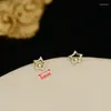 Studörhängen Tiny Copper Heart Letter Leaf Zircon Studs For Women Girls Geometric Rhombus Five Pointed Star Bowknot Small Ear