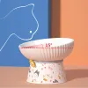 Supplies Ceramic Food Bowl For Cat Cute Obliquemouth Elevated Feeder Dog Drink Water Items Kittens Puppies Meal Supplies Pet Accessories