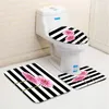 Tappetini da bagno Set di 3 fiori Tappeti da bagno Floreale Rosa Margherita Strisce di fiori Tappetino in memory foam a pelo basso Copriwater Tappeto a forma di U