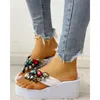 Dress Shoes Summer Platform Wedge Sandals Flip Flops Candy Colored Gem Casual High Heel