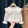 Baby Mädchen Baumwolle Hemd Langarm Säugling Kleinkind Kind Umlegekragen Blusen Solide Frühling Herbst Sommer Baby Kleidung 1-7Y 240318