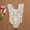 Kläder sätter citgeesummer 6m-3 år barn baby flickor en bit bikini ruffles ärmlös glass tryck strandkläder badkläder