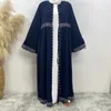 Vêtements ethniques Luxe Diamant Perles Musulman Pour Femmes Cardigan Ouvert Kimono Maxi Robe Abaya Turquie Dubaï Kaftan Robe Arabe Fête Jalabiya