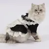 Conjunto de vestido y sombrero de sirvienta para gato, ropa linda para gatos, gatito, mascota, falda Cosplay, disfraces de gato, Halloween 240322
