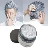 Färg 120 g färg hårvax styling pomade silver mormor grå engång naturligt hår starkt gelkräm hårfärg för kvinnor män