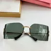 مصمم العلامة التجارية الفاخرة نظارات مستطيلات كبيرة الحجم شمسية امرأة لا حافة Lunette Homme Fashion Classics سيدة نظارة شمسية كبيرة المصمم مرآة أسود