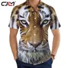 CJLM Men Custom 3D Printing Hawaiian Beach Shirt Function Animal Tiger Buttons Short Size Us Size Most Predicable 2206239501143