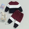 Clothing Sets Baby Boys Clothes Outfits Fall Winter Contrast Color Cable Tracksuit Long Sleeve Sweatshirt Jogger Trouser