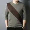 Herentruien Dagelijkse mode Gepersonaliseerde trendy comfortabele trui met ronde hals en gekleurde onderkant