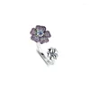 Anéis de cluster Glorious Blooms com joias de prata esterlina 925 CZ multicoloridas