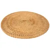 Wall Clocks Handwoven Rattan Placemats Round Wicker Table Mats Natural Woven For Dinner Heat Resistant