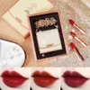 3pcs Lipstick Matte Lipstick مجموعة 3 ألوان عصا الشفاه مع حزمة حقيبة سلسلة شظية مخملية شفة الشفاه مربع هدايا خاصية ملصق خاص 240320