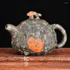 Figurine decorative Fiore di prugno Giada Pietra magnetica Salute Bollitore per il tè Gongfu Teaware Cerimonia cinese Giade naturali Teiera Teaset