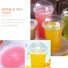 Disposable Cups Straws 30 Sets Party Plastic Dome Tea Mug Lid Ice- Cream Ice Kids