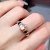 Cluster Rings Natural Pink Morganite Ring 0.7ct 5mm 7mm 925 Silver Solid Enamel Jewelry With 3 Layers Gold Plated