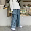 HOUZHOU Baggy Jeans Trousers Male Denim Pants Black Wide Leg Pants Mens Jeans Oversize Cargo Korean Streetwear Hip Hop Harajuku 240322