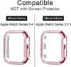 Voor Horlogeband 42mm 38mm 40mm 44mm Vrouwen Diamond StrapCase Voor iWatch SE Serie 7 6 5 4 3 Se Roestvrij Stalen Armband 240311