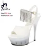 Designer Diamond Sandals for Women Luxury Model Show Highheels Sexy Pole Dance Shoes Summer Thick Platform Club Heels 240322