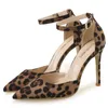 Scarpe eleganti di lusso elegante ufficio primavera donna stampa leopardata pompe punta a punta tacchi alti stiletto donna sexy X0025