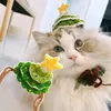 猫の衣装ペット帽子素敵なクリスマスツリーデザインウール糸ニットお祝いキャップヘッドギアPO小道具