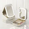 Boîtes de rangement LED miroir boîte de maquillage cosmétiques mode sac de voyage portable étui simple avec pour les femmes