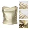 Riemen Dames Glinsterende Metallic Strapless Bodycon Tube Crop Top Festival Party Sexy Backless Mouwloze Bandeau-vesten