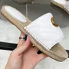 Womens Slippers designer sandals women luxury shoes stylish sandal leather metal double g platform woven sole black white pink slipper